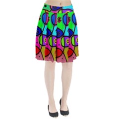 Digitally Painted Colourful Abstract Whimsical Shape Pattern Pleated Skirt by BangZart