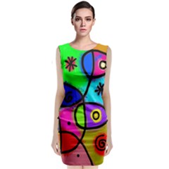 Digitally Painted Colourful Abstract Whimsical Shape Pattern Sleeveless Velvet Midi Dress by BangZart