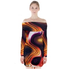 Colourful Abstract Background Design Long Sleeve Off Shoulder Dress by BangZart