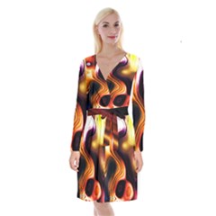 Colourful Abstract Background Design Long Sleeve Velvet Front Wrap Dress