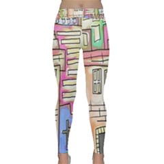 A Village Drawn In A Doodle Style Classic Yoga Leggings by BangZart