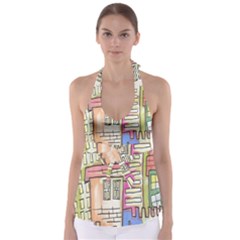 A Village Drawn In A Doodle Style Babydoll Tankini Top by BangZart