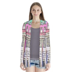 A Village Drawn In A Doodle Style Drape Collar Cardigan by BangZart