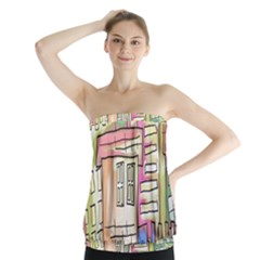 A Village Drawn In A Doodle Style Strapless Top by BangZart