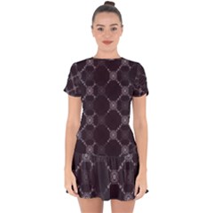 Abstract Seamless Pattern Background Drop Hem Mini Chiffon Dress