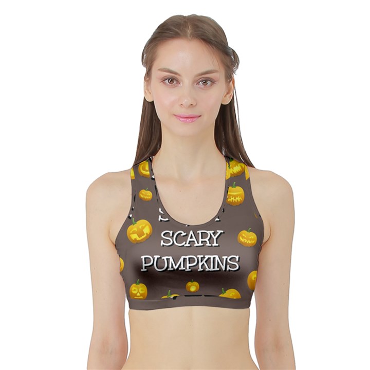 Hallowen My Sweet Scary Pumkins Sports Bra with Border