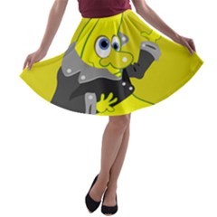 Funny Cartoon Punk Banana Illustration A-line Skater Skirt