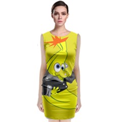 Funny Cartoon Punk Banana Illustration Classic Sleeveless Midi Dress by BangZart