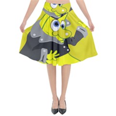 Funny Cartoon Punk Banana Illustration Flared Midi Skirt