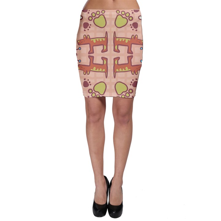 Pet Dog Design  Tileable Doodle Dog Art Bodycon Skirt