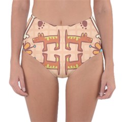 Pet Dog Design  Tileable Doodle Dog Art Reversible High-waist Bikini Bottoms by BangZart