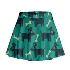 Happy Dogs Animals Pattern Mini Flare Skirt