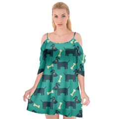 Happy Dogs Animals Pattern Cutout Spaghetti Strap Chiffon Dress