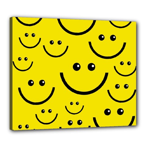 Digitally Created Yellow Happy Smile  Face Wallpaper Canvas 24  X 20  by BangZart