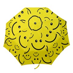 Digitally Created Yellow Happy Smile  Face Wallpaper Folding Umbrellas by BangZart