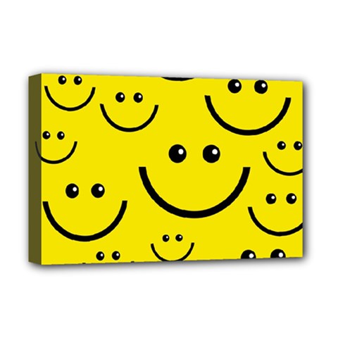 Digitally Created Yellow Happy Smile  Face Wallpaper Deluxe Canvas 18  X 12   by BangZart