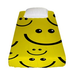 Digitally Created Yellow Happy Smile  Face Wallpaper Fitted Sheet (single Size) by BangZart