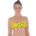 Digitally Created Yellow Happy Smile  Face Wallpaper Halter Bandeau Bikini Top View1