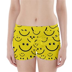 Digitally Created Yellow Happy Smile  Face Wallpaper Boyleg Bikini Wrap Bottoms by BangZart