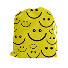 Digitally Created Yellow Happy Smile  Face Wallpaper Drawstring Pouches (xxl) by BangZart