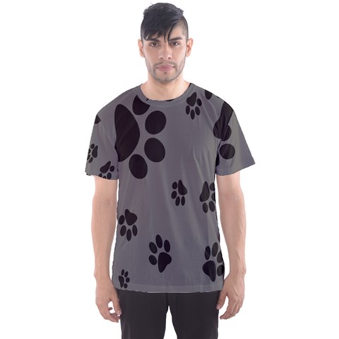 Dog Foodprint Paw Prints Seamless Background And Pattern Men s Sports Mesh Tee by BangZart