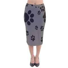 Dog Foodprint Paw Prints Seamless Background And Pattern Velvet Midi Pencil Skirt by BangZart