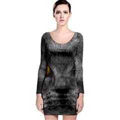 Cat Eyes Background Image Hypnosis Long Sleeve Bodycon Dress