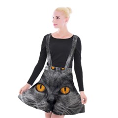 Cat Eyes Background Image Hypnosis Suspender Skater Skirt by BangZart