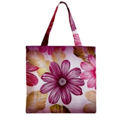 Flower Print Fabric Pattern Texture Zipper Grocery Tote Bag by BangZart