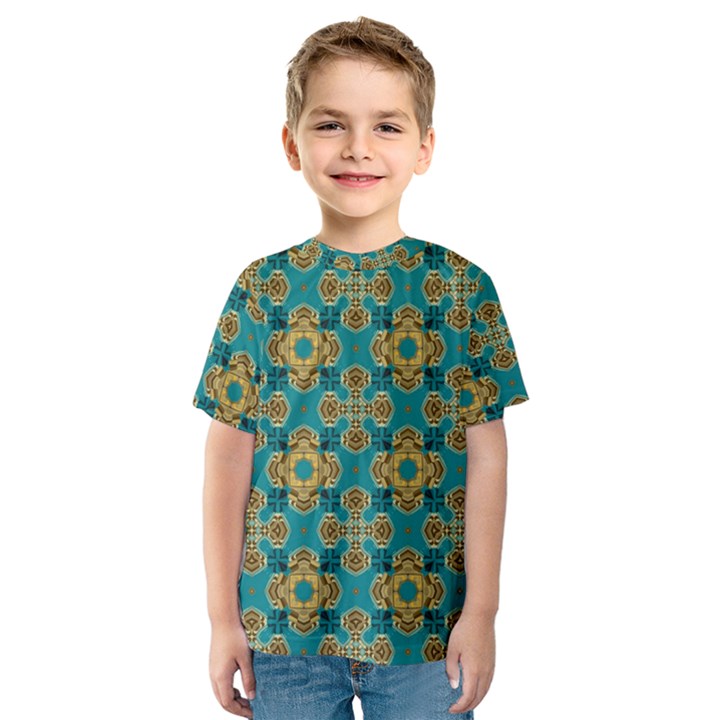 Vintage Pattern Unique Elegant Kids  Sport Mesh Tee