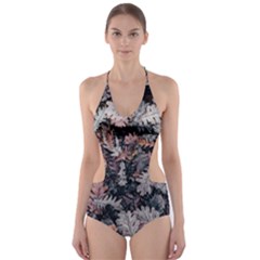 Leaf Leaves Autumn Fall Brown Cut-out One Piece Swimsuit by BangZart