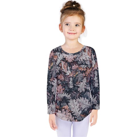 Leaf Leaves Autumn Fall Brown Kids  Long Sleeve Tee by BangZart