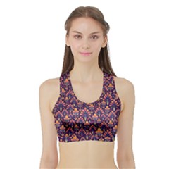 Abstract Background Floral Pattern Sports Bra With Border by BangZart