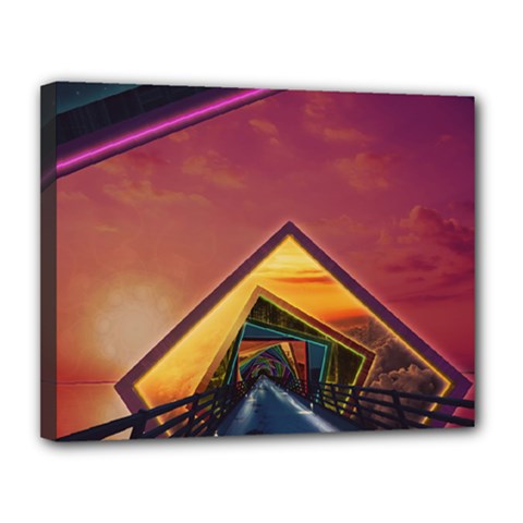 The Rainbow Bridge Of A Thousand Fractal Colors Canvas 14  X 11  by jayaprime