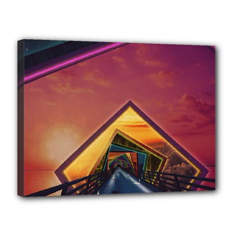 The Rainbow Bridge Of A Thousand Fractal Colors Canvas 16  X 12  by jayaprime