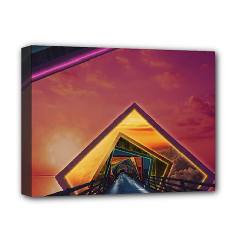 The Rainbow Bridge Of A Thousand Fractal Colors Deluxe Canvas 16  X 12   by jayaprime