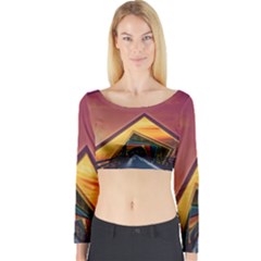 The Rainbow Bridge Of A Thousand Fractal Colors Long Sleeve Crop Top by jayaprime