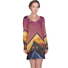 The Rainbow Bridge Of A Thousand Fractal Colors Long Sleeve Nightdress by jayaprime