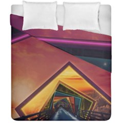 The Rainbow Bridge Of A Thousand Fractal Colors Duvet Cover Double Side (california King Size) by jayaprime