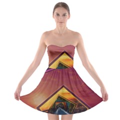 The Rainbow Bridge Of A Thousand Fractal Colors Strapless Bra Top Dress by jayaprime