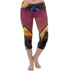 The Rainbow Bridge Of A Thousand Fractal Colors Capri Yoga Leggings by jayaprime