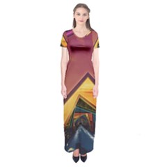 The Rainbow Bridge Of A Thousand Fractal Colors Short Sleeve Maxi Dress by jayaprime