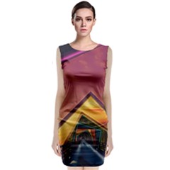 The Rainbow Bridge Of A Thousand Fractal Colors Sleeveless Velvet Midi Dress by jayaprime