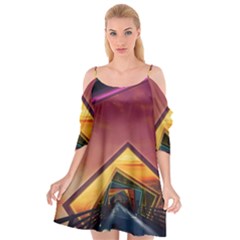 The Rainbow Bridge Of A Thousand Fractal Colors Cutout Spaghetti Strap Chiffon Dress by jayaprime