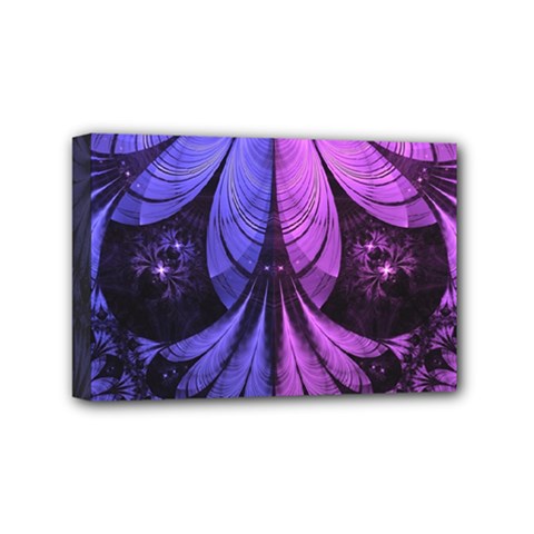 Beautiful Lilac Fractal Feathers Of The Starling Mini Canvas 6  X 4  by jayaprime