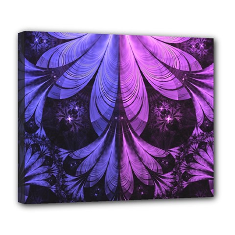 Beautiful Lilac Fractal Feathers Of The Starling Deluxe Canvas 24  X 20   by jayaprime