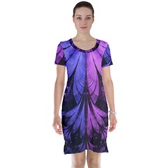 Beautiful Lilac Fractal Feathers Of The Starling Short Sleeve Nightdress by jayaprime