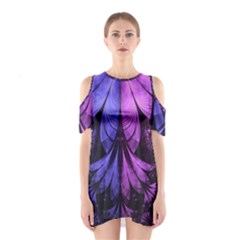 Beautiful Lilac Fractal Feathers Of The Starling Shoulder Cutout One Piece by jayaprime