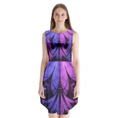 Beautiful Lilac Fractal Feathers Of The Starling Sleeveless Chiffon Dress   by jayaprime