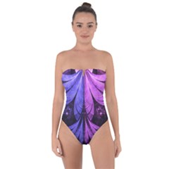 Beautiful Lilac Fractal Feathers Of The Starling Tie Back One Piece Swimsuit